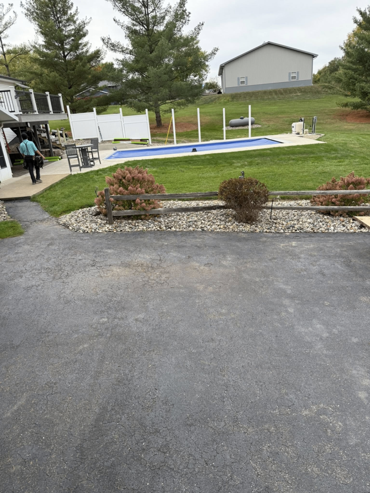 Poolside area after debris removal