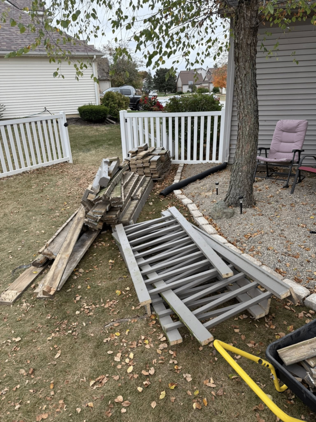 Fence materials before removal