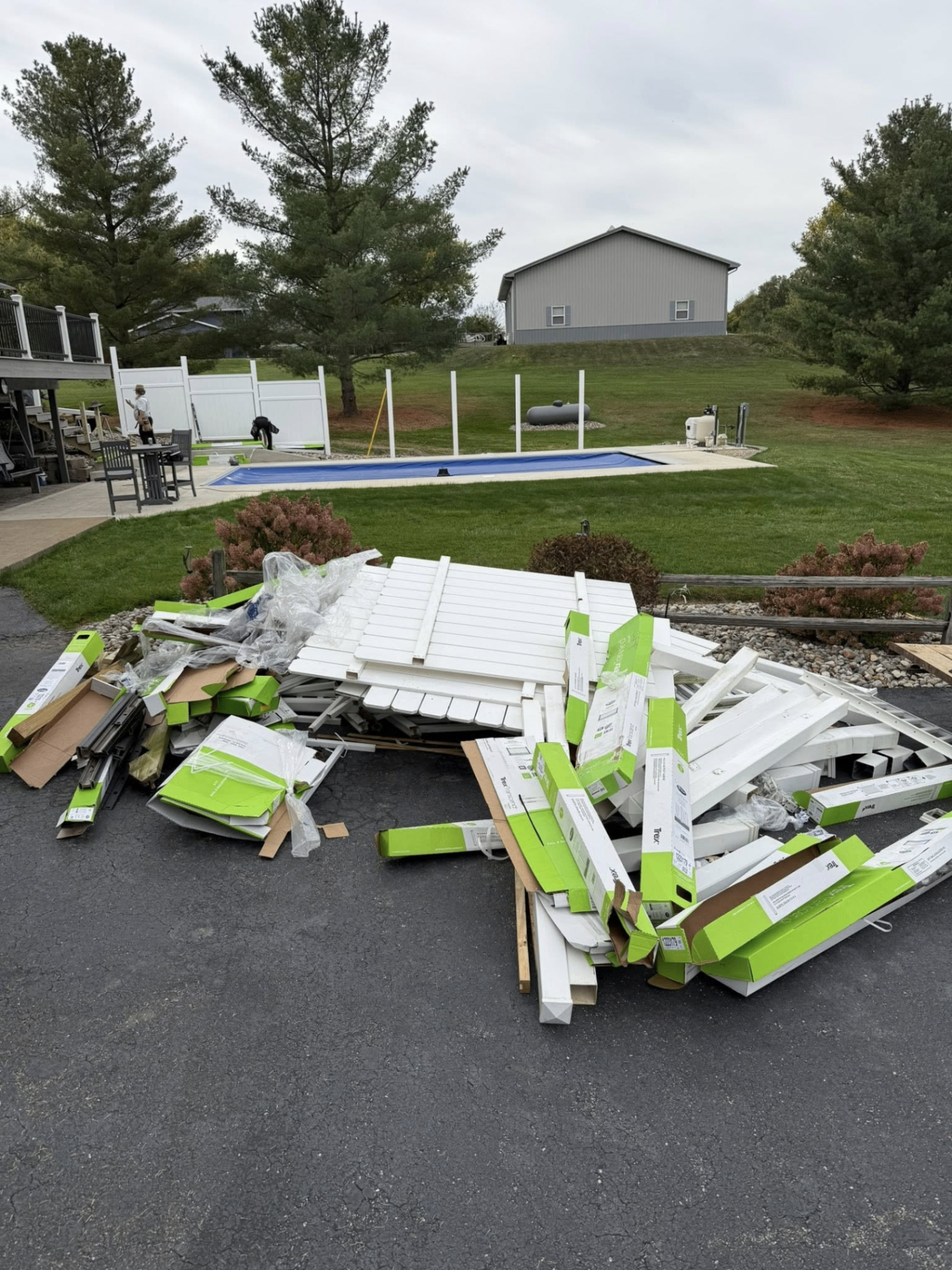 Poolside debris before removal